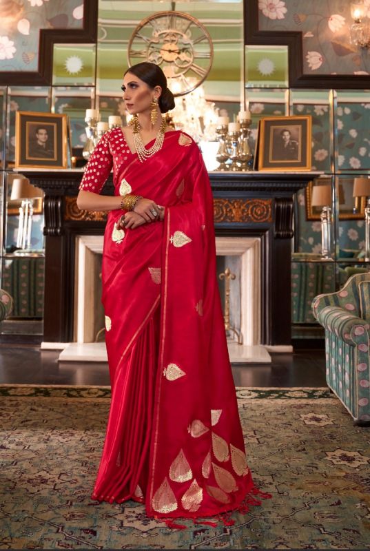 Red Art Silk With Fancy Butta Saree
