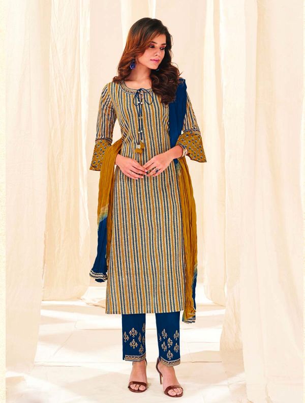 Multi Color Pure Cotton Fabric Salwar Suit 