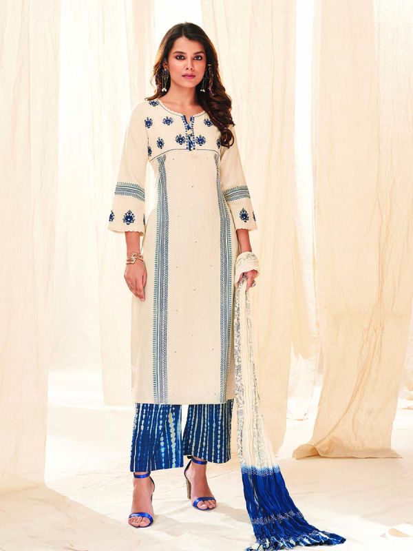 Cream Pure Cotton Fabric Salwar Suit
