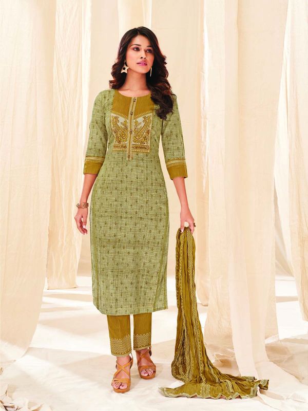 Beige Pure Cotton Fabric Printed Salwar Suit 