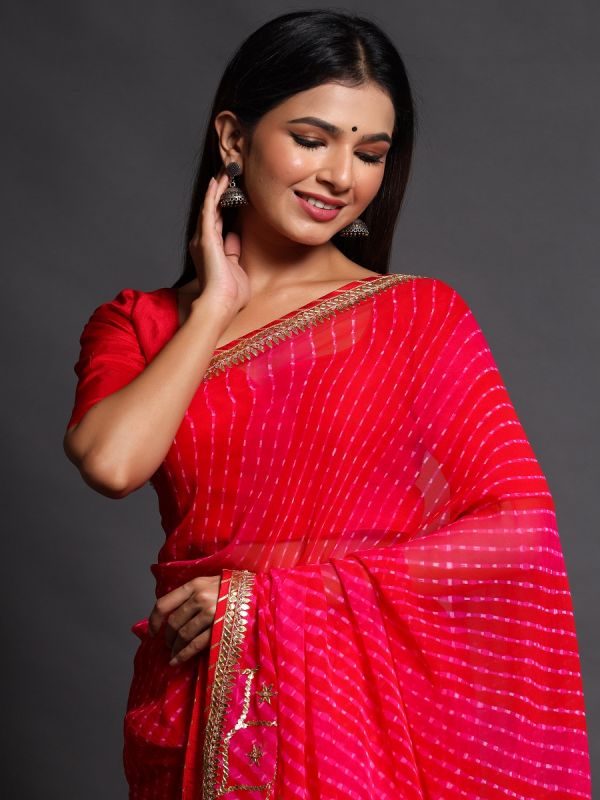 Rani Pink Leheriya Saree