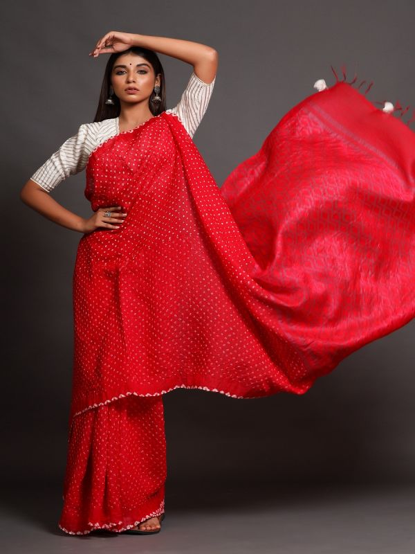 Red Gaji Silk Saree 