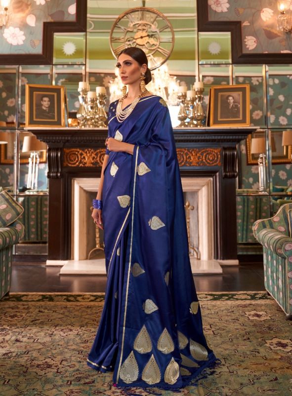Navy Blue Art Silk With Fancy Butta Saree