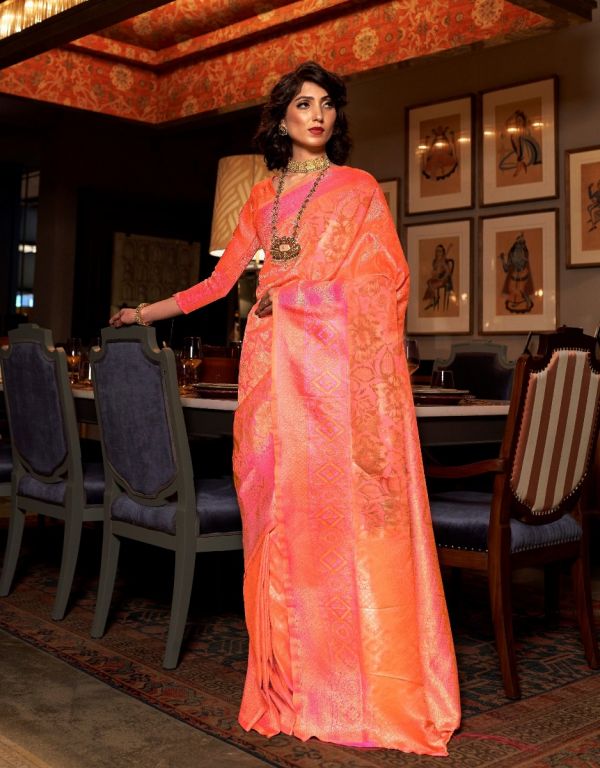 Orange And Pink Two Tone Art Silk saree