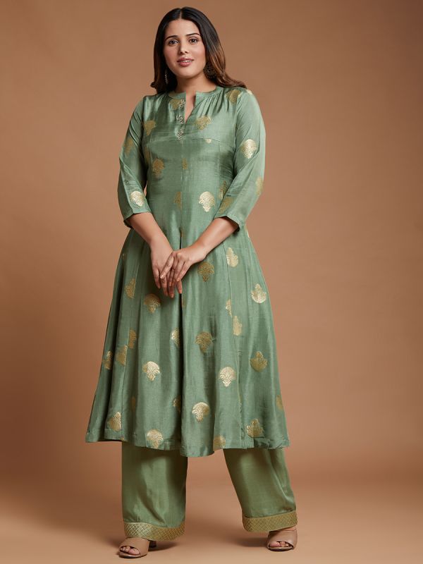 Mint Green Banarasi Silk Fabric Salwar Suit With Heavy Banarasi Dupatta 