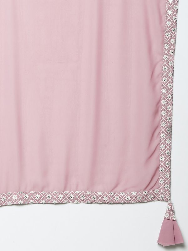 Baby Pink Georgette Fabric in Lucknowi And Mirror Work Lehenga Choli
