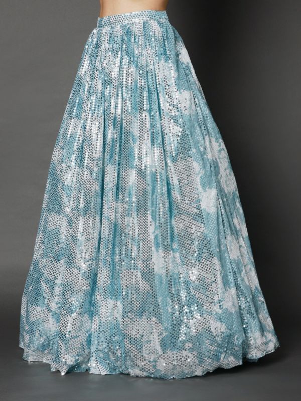 Blue Georgette Fabric in Sequins And Cut Dana Work Lehenga Choli