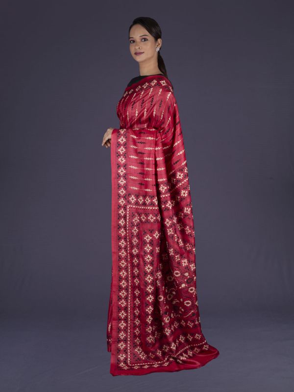 Red Khadi Silk Saree