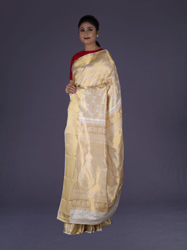 Cream Kanjivaram Silk Saree