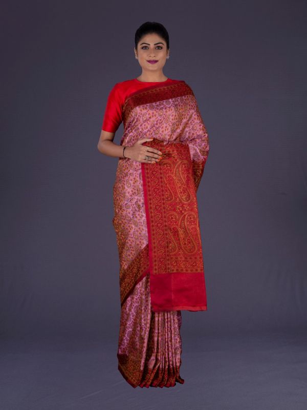 Onion Pink Banarasi Silk Saree