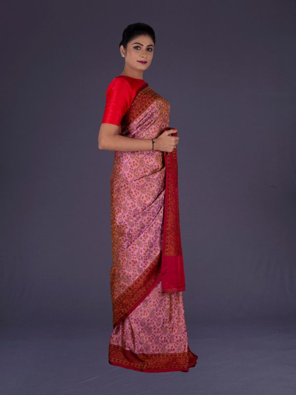 Onion Pink Banarasi Silk Saree