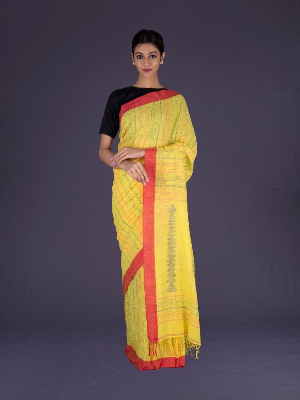 Yellow Kolkata Cotton Saree