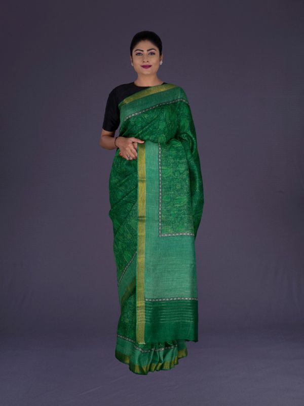 Green Pashmina Silk Saree