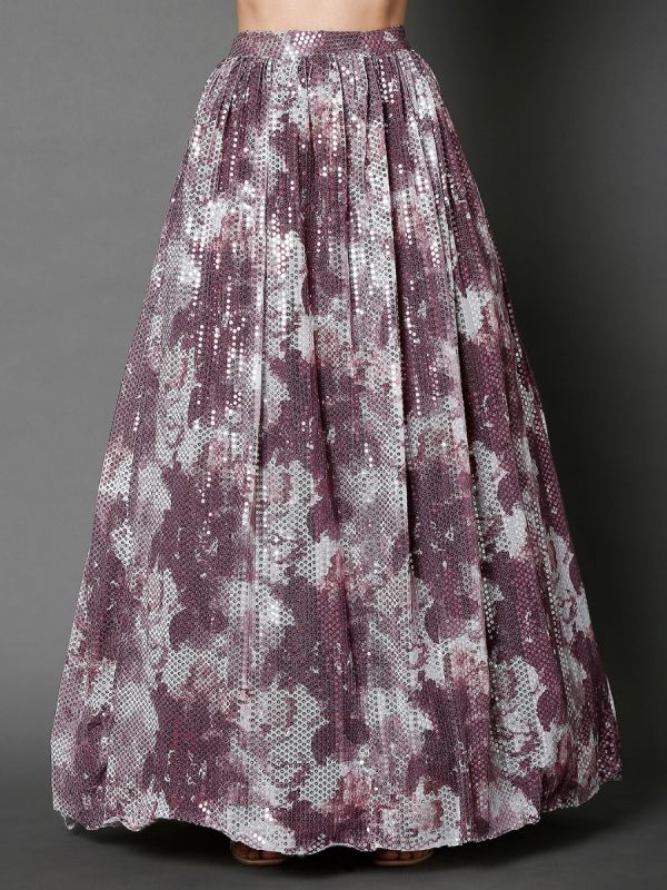 Lavender Georgette Fabric in Sequins And Cut Dana Work Lehenga Choli