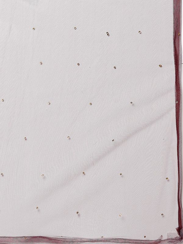 Maroon Net Fabric in Moti And Sequins Work Lehenga Choli