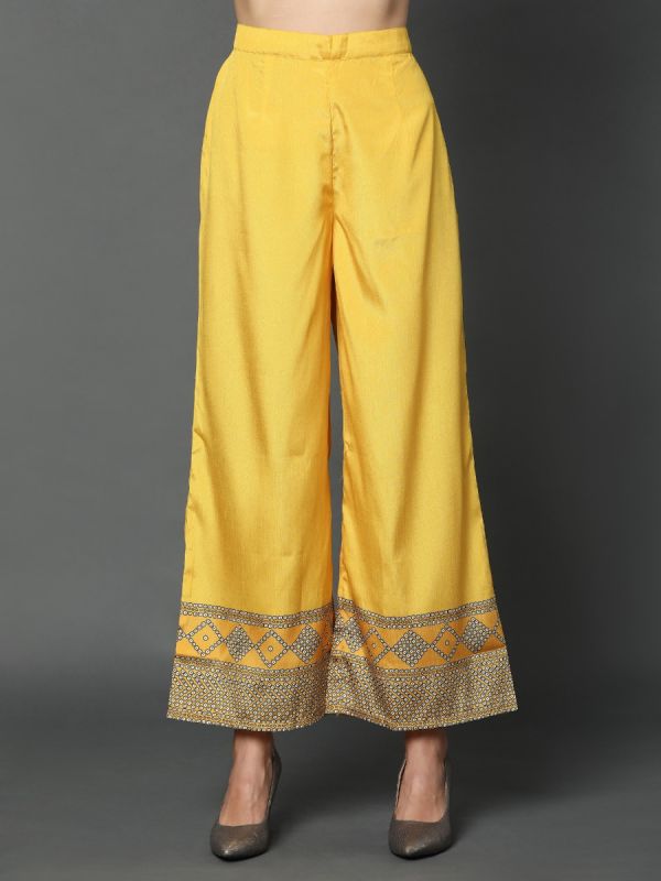 Yellow Dupion Silk Fabric Salwar Suit Without Dupatta