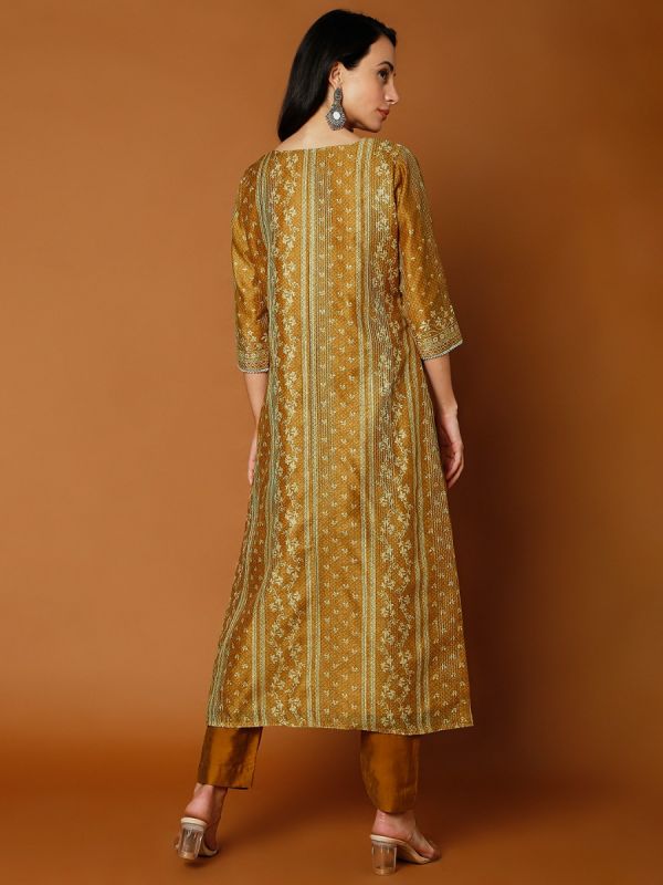 Mustard Chanderi Silk Salwar Suit
