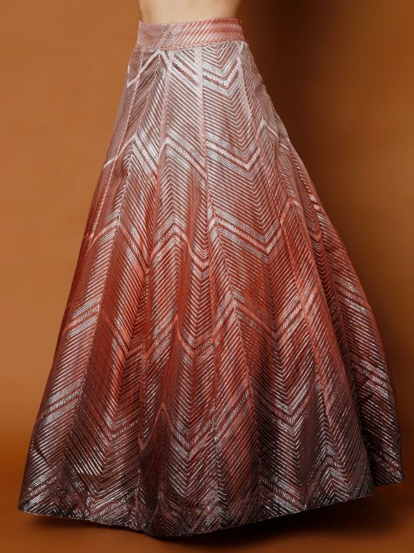 Carrot Organza Fabric in Cut Dana And Sequins work Lehenga Choli