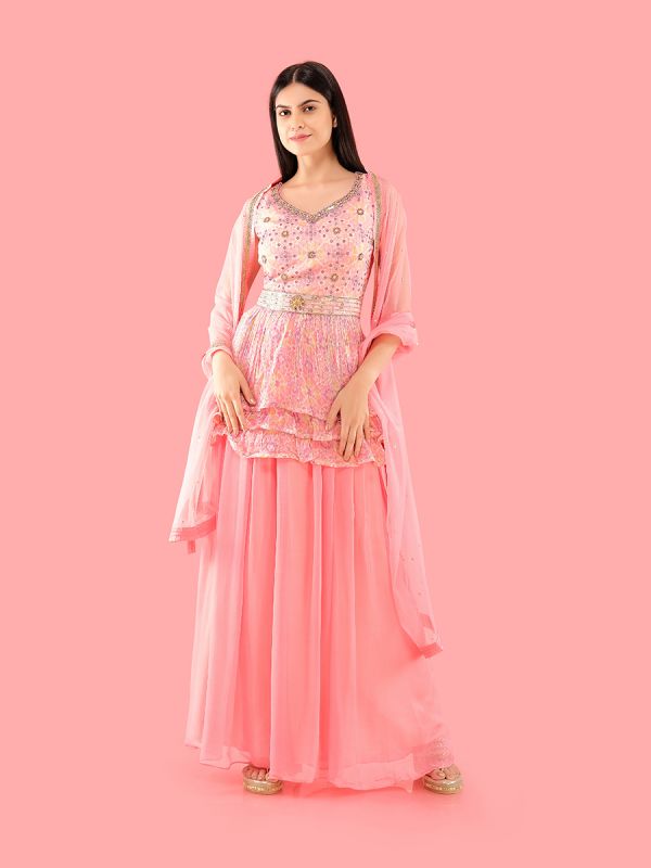 Pink Georgette Fabric Palazzo Salwar Suit