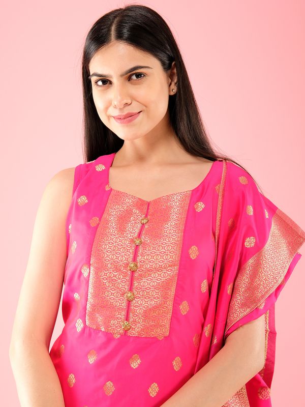Rani Pink Silk Fabric Paithani Salwar Suit