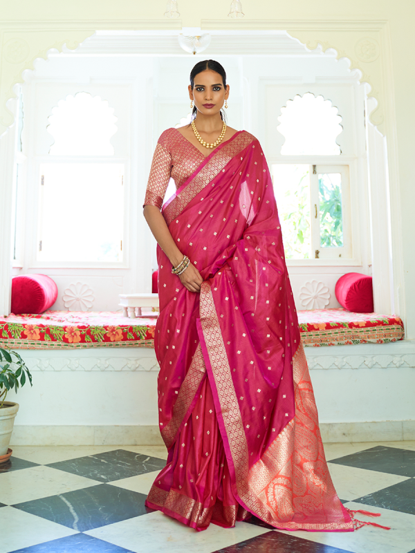 Pink Handloom Art Silk Saree