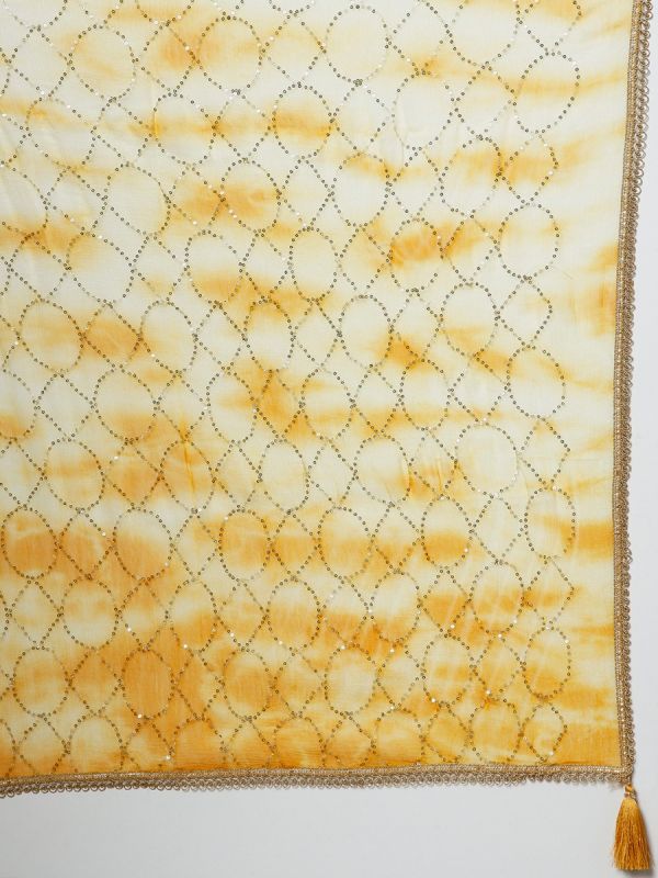 Yellow Georgette Fabric Bandhani Print In Sequins And Thread Work Lehenga Choli