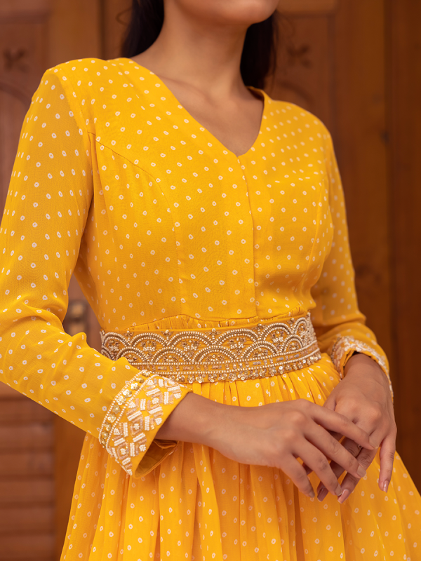 Yellow Georgette Fabric Peplum Top With Dhoti Suit