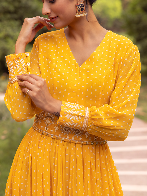 Yellow Georgette Fabric With Embroidered Belt Salwar Suit